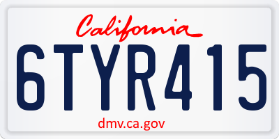 CA license plate 6TYR415