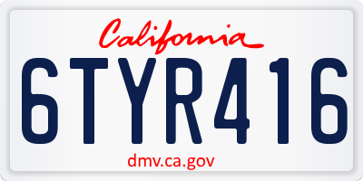 CA license plate 6TYR416
