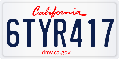 CA license plate 6TYR417