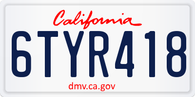 CA license plate 6TYR418