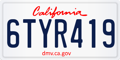 CA license plate 6TYR419