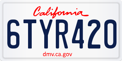 CA license plate 6TYR420