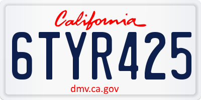 CA license plate 6TYR425