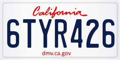 CA license plate 6TYR426