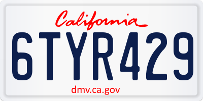 CA license plate 6TYR429