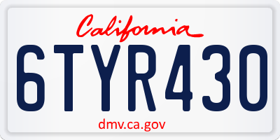 CA license plate 6TYR430
