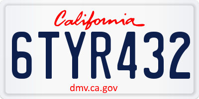 CA license plate 6TYR432
