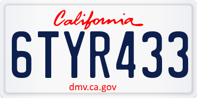 CA license plate 6TYR433