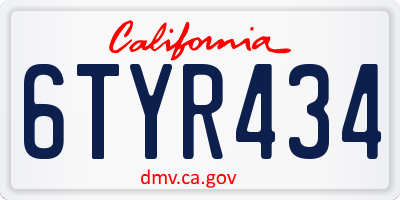 CA license plate 6TYR434