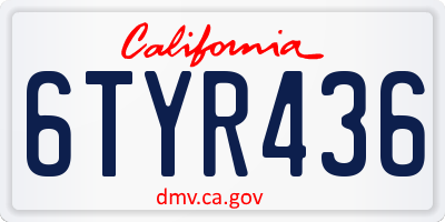 CA license plate 6TYR436