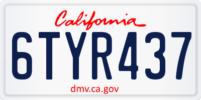 CA license plate 6TYR437