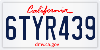 CA license plate 6TYR439