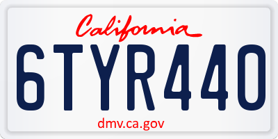 CA license plate 6TYR440