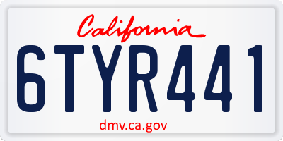 CA license plate 6TYR441