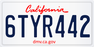 CA license plate 6TYR442