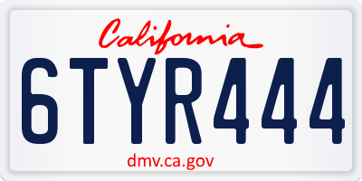 CA license plate 6TYR444