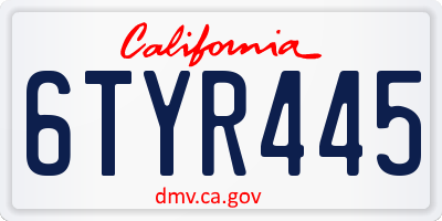 CA license plate 6TYR445
