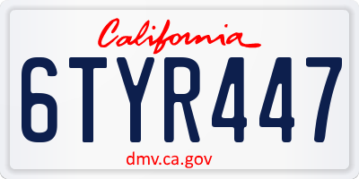 CA license plate 6TYR447