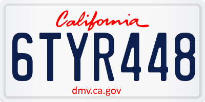 CA license plate 6TYR448
