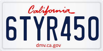 CA license plate 6TYR450