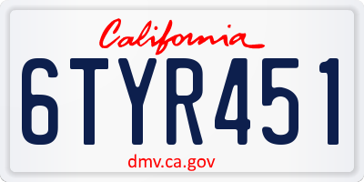 CA license plate 6TYR451