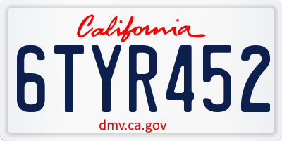 CA license plate 6TYR452