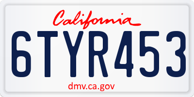 CA license plate 6TYR453