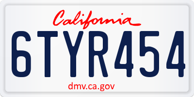 CA license plate 6TYR454