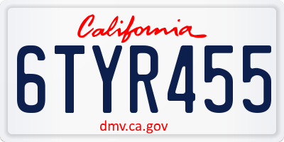 CA license plate 6TYR455