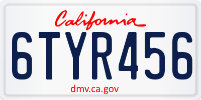 CA license plate 6TYR456
