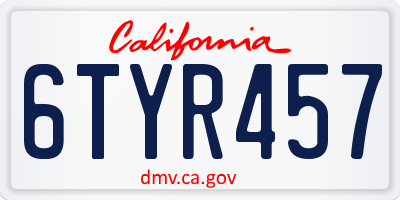 CA license plate 6TYR457