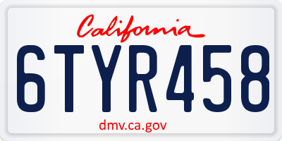 CA license plate 6TYR458