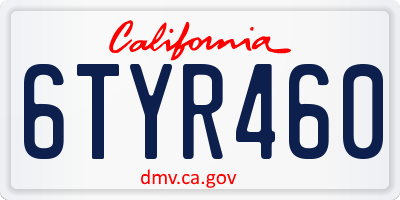 CA license plate 6TYR460