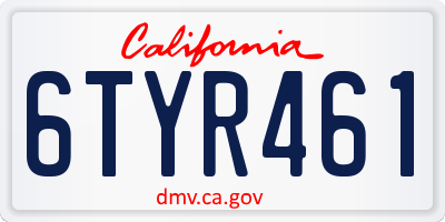 CA license plate 6TYR461