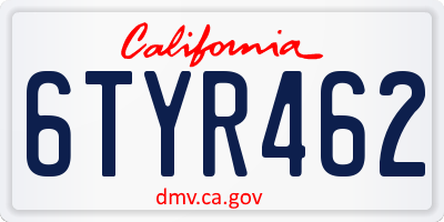 CA license plate 6TYR462