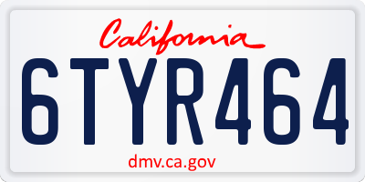 CA license plate 6TYR464