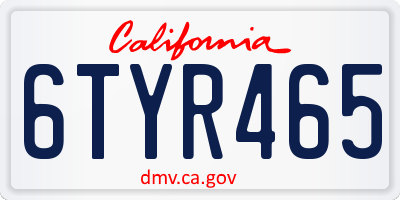 CA license plate 6TYR465