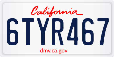 CA license plate 6TYR467