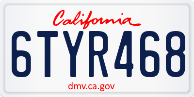 CA license plate 6TYR468