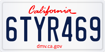 CA license plate 6TYR469