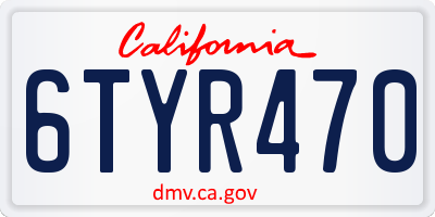 CA license plate 6TYR470