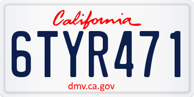 CA license plate 6TYR471