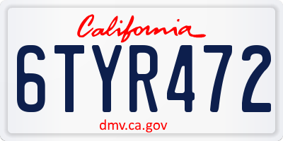 CA license plate 6TYR472