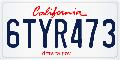 CA license plate 6TYR473