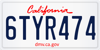 CA license plate 6TYR474