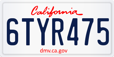 CA license plate 6TYR475
