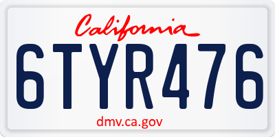 CA license plate 6TYR476