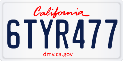 CA license plate 6TYR477