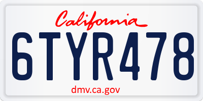 CA license plate 6TYR478