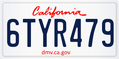 CA license plate 6TYR479